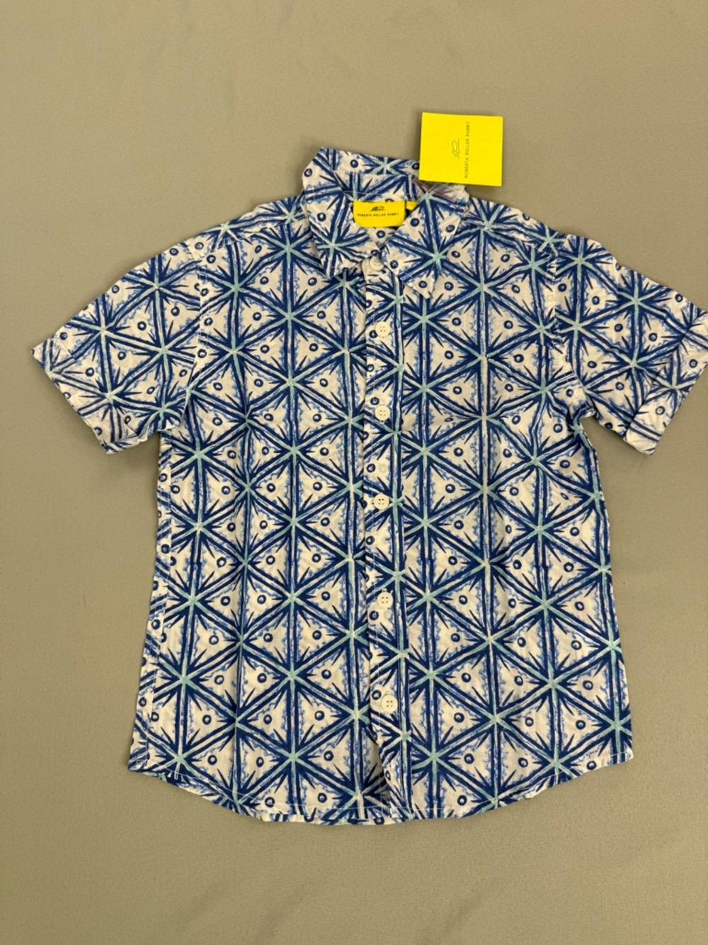 Roberta Roller Rabbit Boys Short Sleeve 100% Cotton Button-down Shirt Size 2 NWT